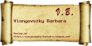 Visnyovszky Barbara névjegykártya